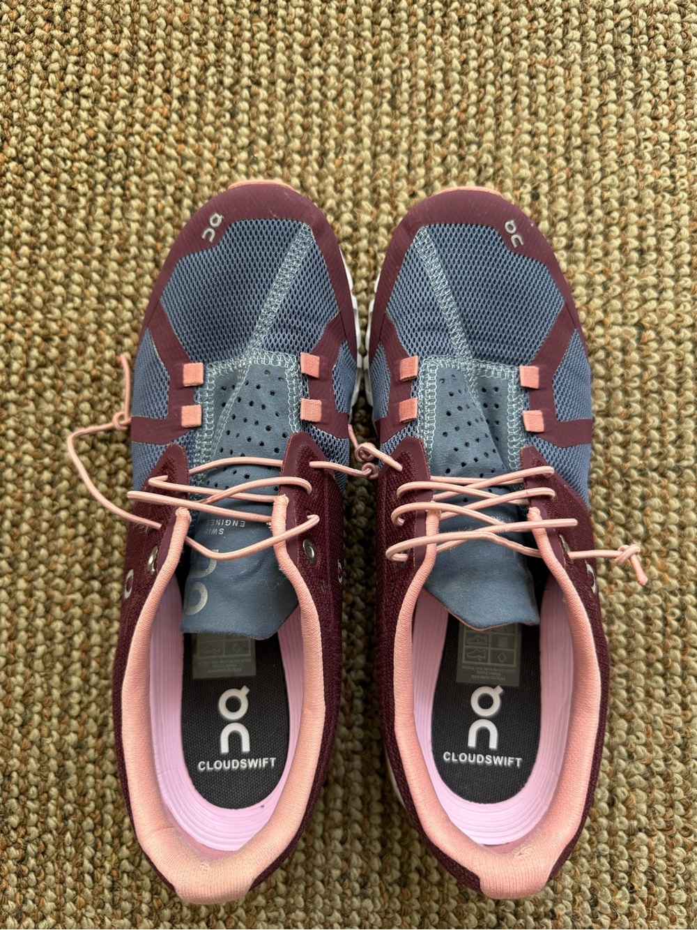 On Running Cloudswift Women's Sneakers in Burgundy and Pink